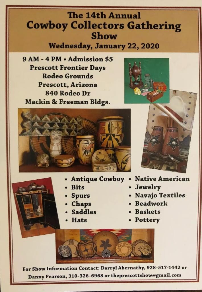 14th Annual Cowboy Collectors Gathering Show poster — Wednesday January 22, 2020 at Prescott Frontier Days Rodeo Grounds
