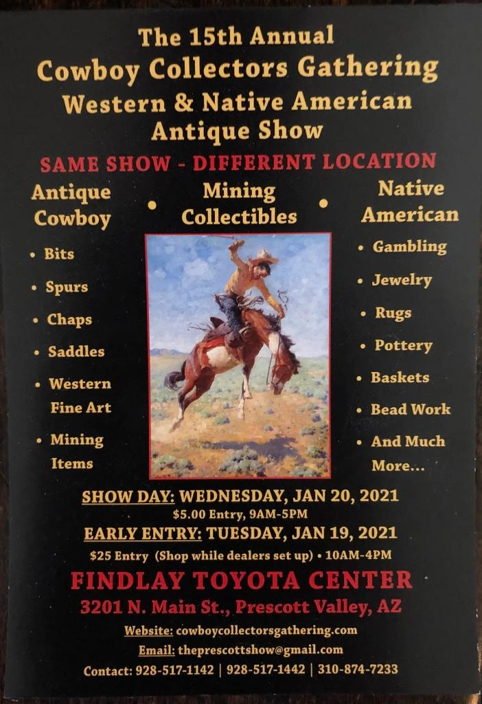 15th Annual CCG Western & Native American Antique Show poster — January 20, 2021 at Findlay Toyota Center
