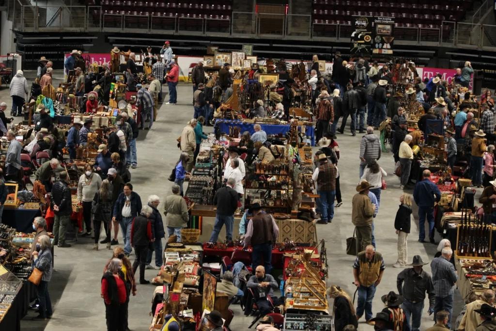 Aerial view of the packed arena floor at the 2023 CCG show