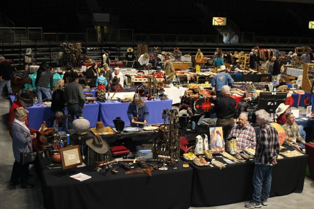 Overhead view of vendor booths and attendees at the 2023 CCG show